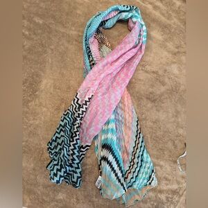 Tickled Pink Multicolor Chevron Pattern Scarf